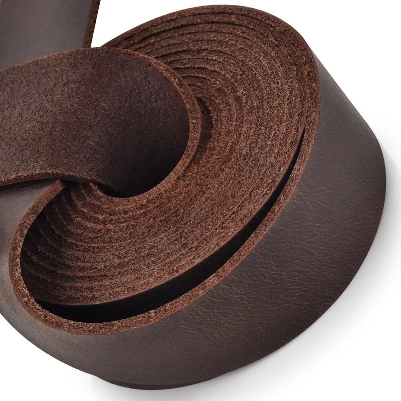 TeeLiy Leather Strap 1 Inches Wide Flat Leather Straps for Crafts, Full Grain Leather Strips for Crafts, Tooling, Belt, Garden Tools (1.6-1.8mm Thick 72 Inches Long Bark) - Image 1